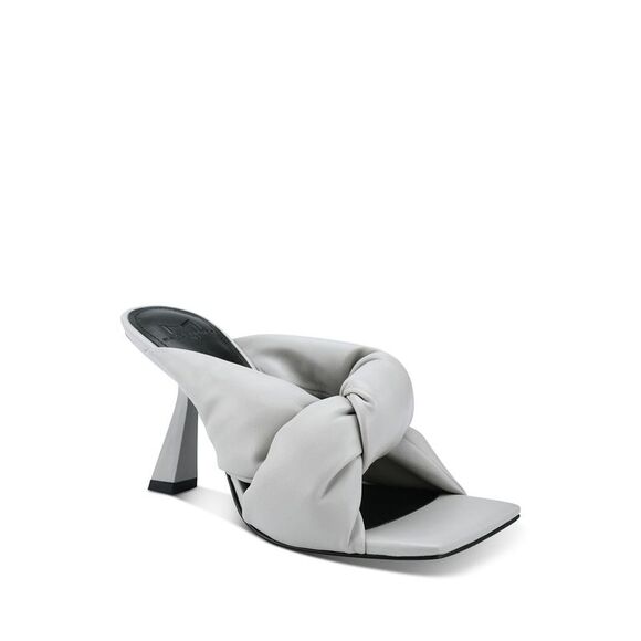 MARC FISHER Womens Silver Braided Padded Hammy Square Toe Flare Slip On Leather Dress Heeled M